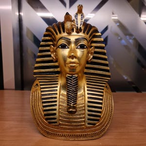 Máscara rara de Tutankhamon do museu (tamanho X grande), preta e dourada, reis egípcios, réplica feita à mão com certificado