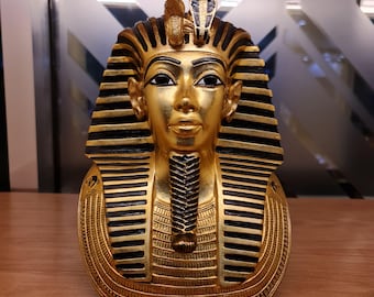 Handgefertigte Tutanchamun Maske Replik: Schwarz & Gold Ägyptisches Dekor