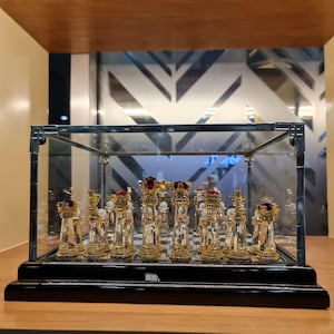 Luxurious Handcrafted Crystal Chess Set in Elegant Gift Box, Limited Edition Asfour Crystal Chess Board with 24K Gold Accents, Luxury Game