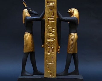 Ramesses III Statue With Horus and Seth: Egyptian Replica With