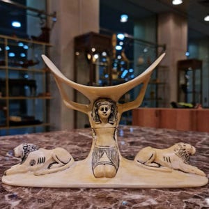 Reposacabezas de edición limitada de El rey Tutankamón en la forma del dios Shu (versión de museo), reproducción de museo con certificado