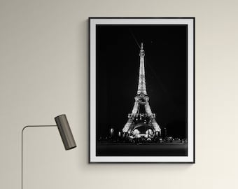 Eiffel Tower Wall Print - Black and White Artwork - Paris Poster - Eiffel Tower view - Printable art - Photography Decor - Digital Download
