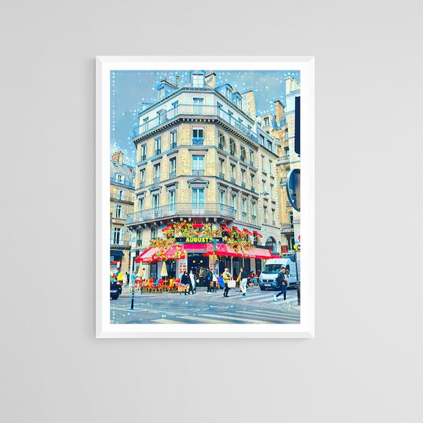 Paris City Life  - Floral Paris Cafe Printable Wall Art Prints - Downloadable Print - Printable Art - Paris Cafe - Illustrated Travel Print