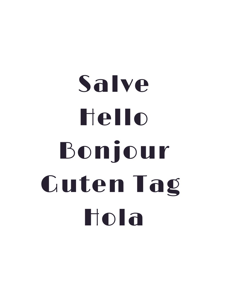 Hello in Different Languages Printable Wall Art Typography Etsy