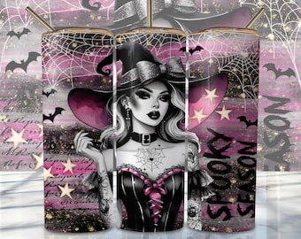 Halloween Witch Tumbler Wrap, 20oz Skinny Sublimation Tumbler Design, Spooky Season Sublimation Design Png, Halloween Tumbler Png Download
