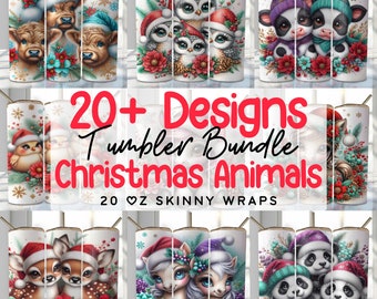 Christmas Bundle Png Tumbler Wrap 20oz Skinny Sublimation Bundle Tumbler Png, Winter Animal Tumbler Bundle Holiday Tumbler Design Bundle