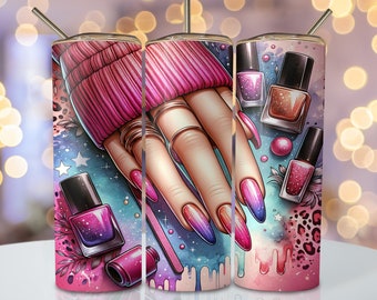 Nail Tech Tumbler Wrap, 20oz Skinny Sublimation Tumbler Design, Nail Tech Sublimation Design, Nail Artist Tumbler Png Download, Nail Tumbler