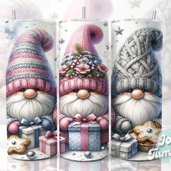 Seamless Christmas Gnome Tumbler Wrap, 20oz Skinny Sublimation Tumbler Designs, Gnome Sublimation Design, Digital Christmas Tumbler Png Wrap