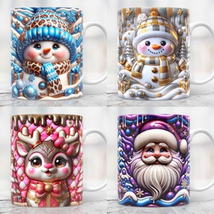 3D Christmas Mug Wrap Bundle, Christmas Mug Sublimation Bundle Png ...