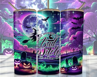Halloween Witch Tumbler Wrap, 20oz Skinny Sublimation Tumbler Design, Witch Sublimation Design Png, Halloween Tumbler Png Download