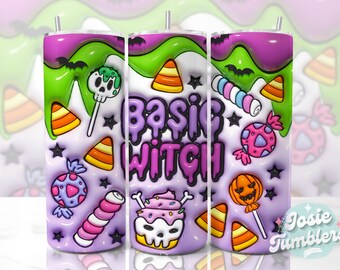 Gobelet emballé avec sublimation de base, sorcière, 20 oz, gobelet gonflé 3D, emballage gonflé, sublimation pour gobelet d'Halloween Télécharger des bonbons au maïs