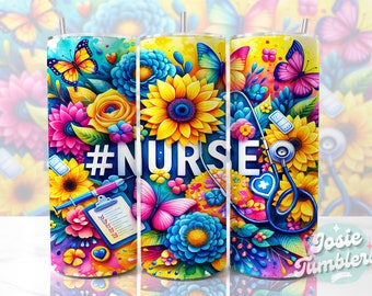 Seamless Nurse Tumbler Wrap, 20oz Skinny Tumbler Sublimation Design, Nurse Sublimation Tumbler Png, Tumbler Digital Download For Nurses