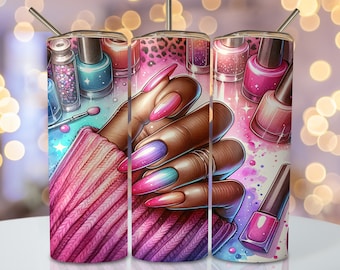 Nail Tech Tumbler Wrap, 20oz Skinny Sublimation Tumbler Design, Nail Tech Sublimation Design, Nail Artist Tumbler Png Download, Nail Tumbler