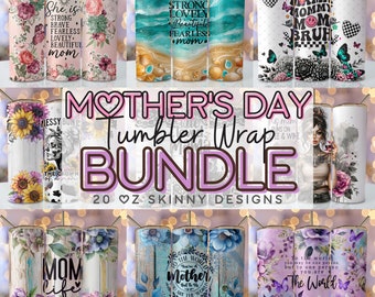 Mother&#39;s Day Bundle Tumbler Wrap 20 oz Skinny Sublimation Bundle Tumbler Png, Mom Tumbler Bundle Digital Download Png Bundle Tumbler Designs