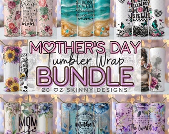 Mother's Day Bundle Tumbler Wrap 20 oz Skinny Sublimation Bundle Tumbler Png, Mom Tumbler Bundle Digital Download Png Bundle Tumbler Designs