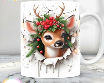 Julmuggspapper, julmuggdesign png, muggspapper för 11 oz och muggspapper för 15 oz, design för vinterkaffekopp, sublimeringsdesign för högtidsmuggar