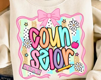 Counselor PNG, Coquette Shirt Png, Back To School Shirt Png, Png For Shirts, School Counselor Tee Shirt, Shirt Sublimation, T shirt Designs