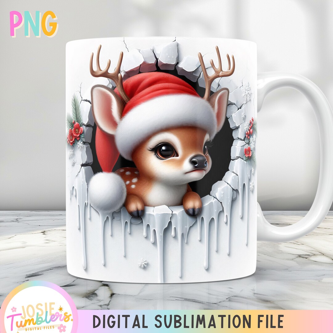 3D Christmas Mug Wrap, Cute 3D Mug Design Png, 11 Oz Mug Wrap and 15 Oz ...