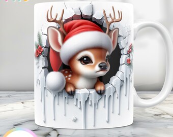 Envoltura para taza navideña 3D, lindo diseño de taza 3D PNG, envoltura para taza de 11 oz y envoltura para taza de 15 oz, diseño de taza de café de invierno, diseño de sublimación de taza navideña
