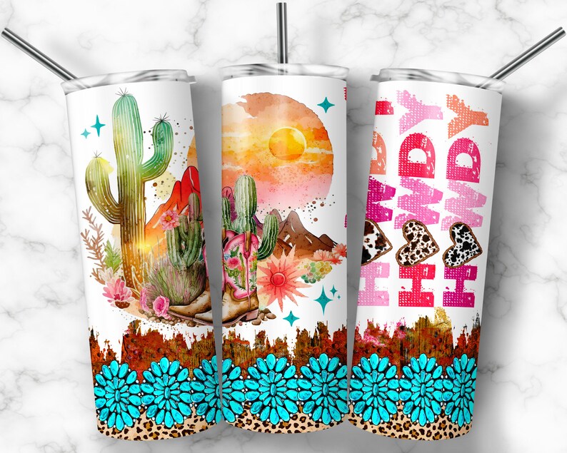 Pink Western Tumbler Wrap, 20 Oz Skinny Sublimation Tumbler Design ...