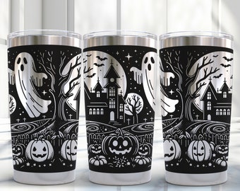 Halloween Laser Svg, 20oz Laser Engrave Svg, Laser Tumbler Wrap, Laser Engraving Files, Ghost Laser Engraving Files, 20oz Tumbler Laser Wrap