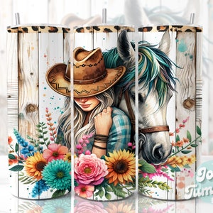 Horse Girl Tumbler Wrap, 20oz Skinny Sublimation Tumbler Designs, Horse Sublimation Design, Cowgirl Tumbler Png Wrap, Tumbler Digital Files