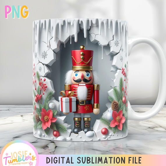 3D Christmas Mug Wrap, Xmas Mug Design Png, 11 oz Mug Wrap And 15 oz Mug Wrap, Winter Coffee Cup Design, Holiday Mug Sublimation Design