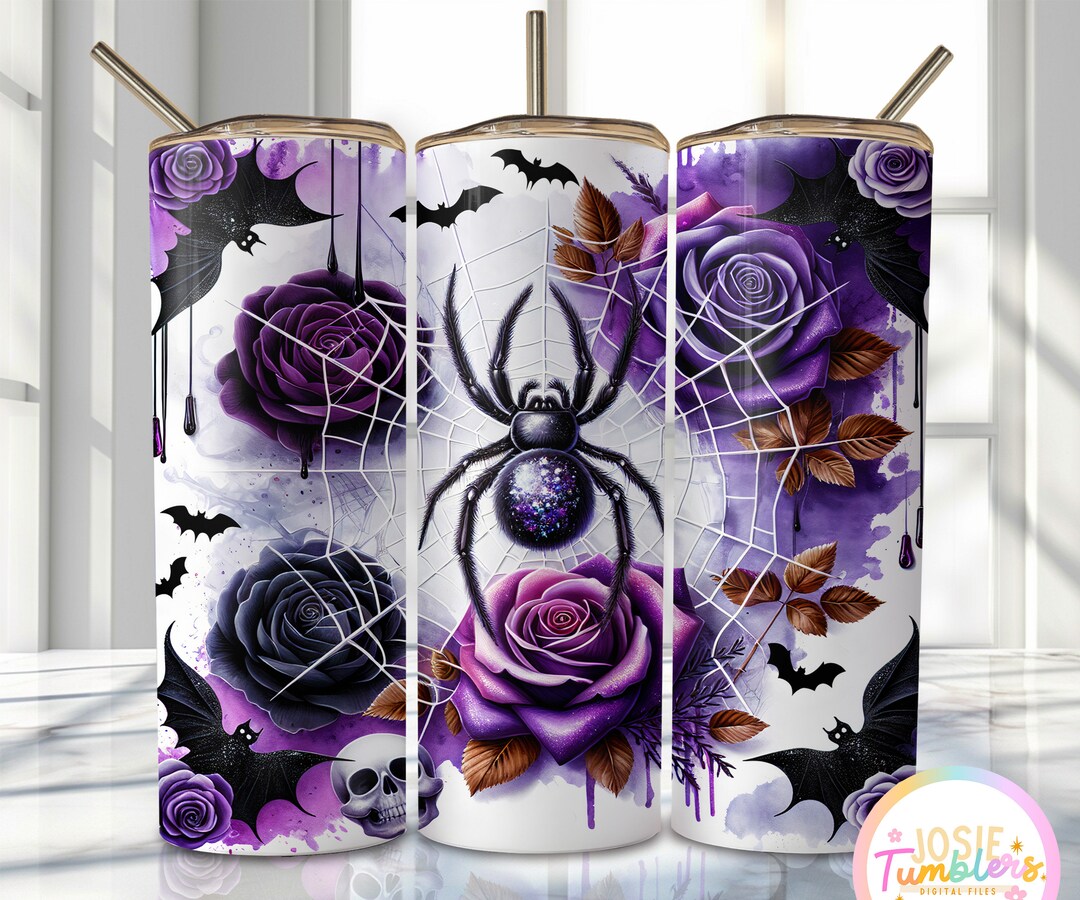 Halloween Spider Tumbler Wrap, 20oz Skinny Sublimation Tumbler Design ...
