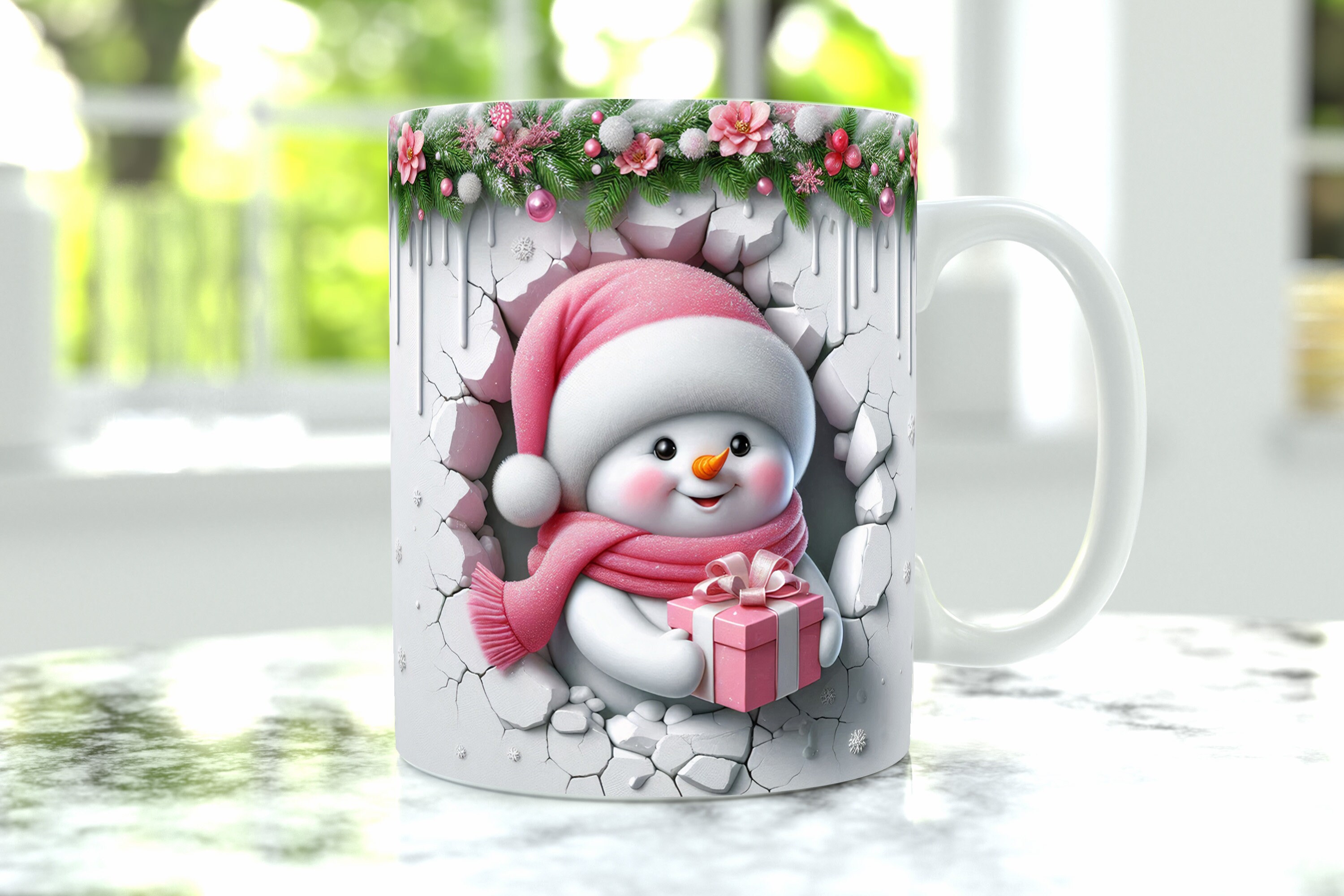 3D Christmas Mug Wrap, Snowman Mug Design Png, 11 Oz Mug Wrap and 15 Oz ...
