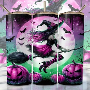 Halloween Witch Tumbler Wrap, 20oz Skinny Sublimation Tumbler Design, Halloween Sublimation Design Png, Spooky Tumbler Png Download
