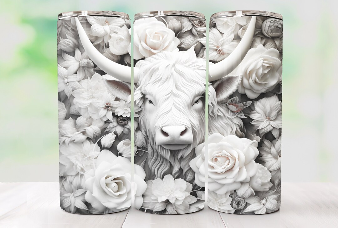 3D Highland Cow Tumbler Wrap Design Skinny Sublimation Tumbler Png ...