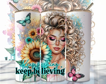 Gobelet à emballage d'affirmation positive, 50 g Design gobelet à sublimation mince, Design sublimation femme Png, Tumbler Png inspirant à télécharger