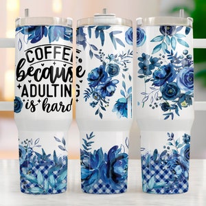 Coffee 40 Oz Tumbler Wrap, 40oz Sublimation Design Download, Seamless 40oz Tumbler Png, Coffee Quote Sublimation Quencher Tumbler Design Png