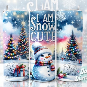 Snow Cute Snowman Tumbler Wrap, 20oz Skinny Sublimation Tumbler Designs, Christmas Snowman Tumbler Design, Christmas Sublimation Downloads