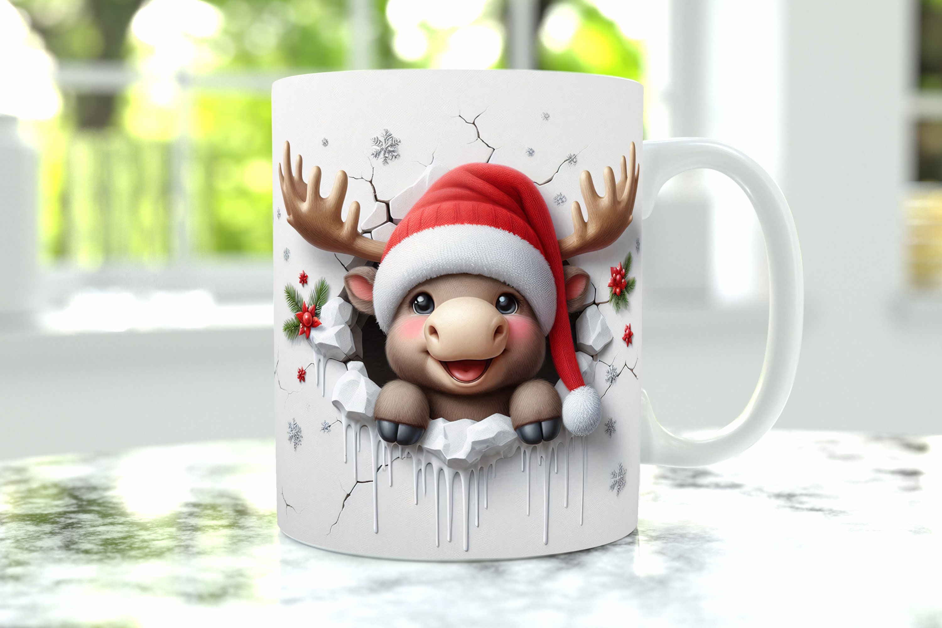 3D Christmas Mug Wrap, Cute 3D Mug Design Png, 11 Oz Mug Wrap and 15 Oz ...