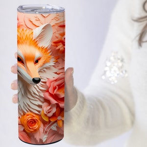 3D Paper Fox Tumbler Wrap Design 20oz Skinny Sublimation Tumbler Png 3D ...