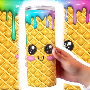 Słodki kubek do lodów Wrap Png 3D Tumbler Design Skinny Sublimacja Cyfrowe pobieranie Sublimacja Design Dripping Tumbler Wrap 20oz Skinny