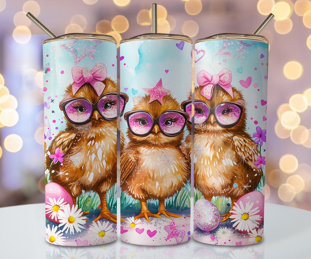 Pastel Easter Chicken Tumbler Wrap, 20 Oz Skinny Sublimation Tumbler ...