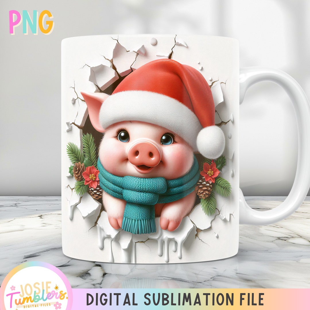 3D Christmas Mug Wrap, Cute 3D Mug Design Png, 11 Oz Mug Wrap and 15 Oz ...