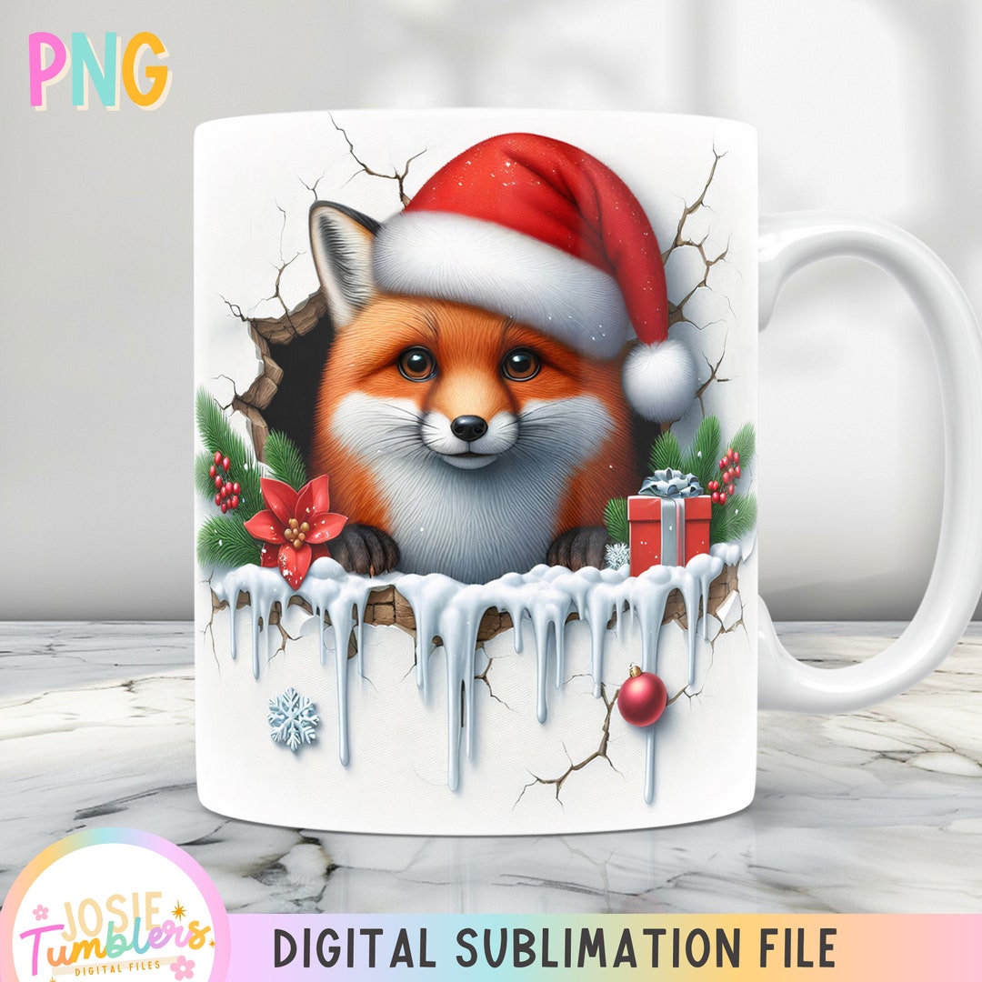 3D Christmas Mug Wrap, Cute 3D Mug Design Png, 11 Oz Mug Wrap and 15 Oz ...