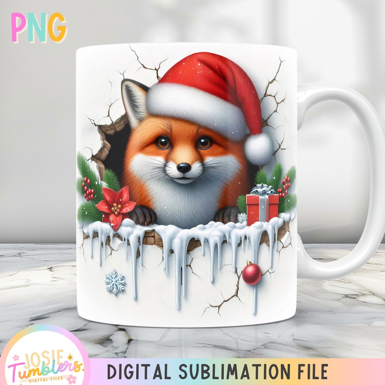 3D Christmas Mug Wrap, Cute 3D Mug Design Png, 11 Oz Mug Wrap and 15 Oz ...