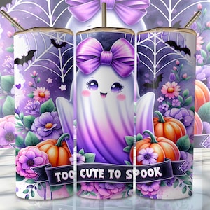 Niedliche Halloween-Geist-Becherverpackung, 20 Unzen dünnes Sublimationsbecher-Design, gruseliger Sublimationsentwurf Png, Halloween-Behälter Png herunterladen
