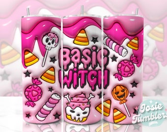 Gobelet emballé avec sublimation de base, sorcière, 20 oz, gobelet gonflé 3D, emballage gonflé, sublimation pour gobelet d'Halloween Télécharger des bonbons au maïs