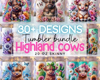 Highland Cow Bundle Tumbler Wrap 20 oz Skinny Sublimation Bundle Tumbler Png, Cow Tumbler Bundle Digital Download Png Bundle Tumbler Png