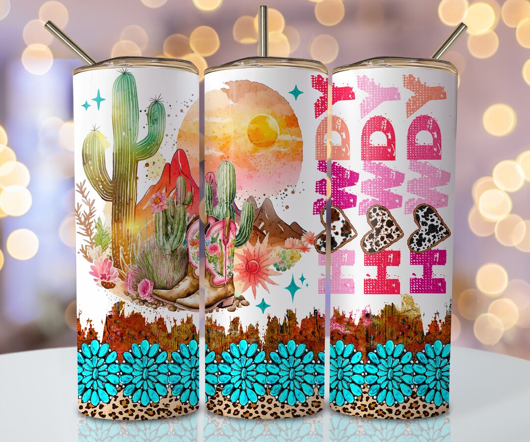 Pink Western Tumbler Wrap, 20 Oz Skinny Sublimation Tumbler Design ...