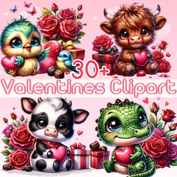 Valentinstag Clip art Bundle Tier Clipart PNG Bundle Highland Kuh Valentines Clipart Png Tier Bundle Digitaler Download Transparent Png