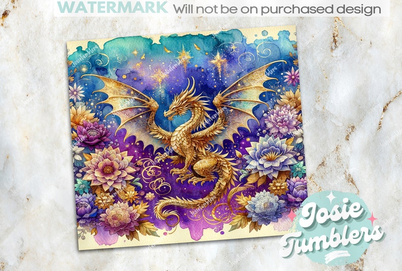 Envoltura de vaso de dragón de acuarela, diseños de vaso de sublimación flaco de 20 oz, diseño de vaso de sublimación de dragón, vaso de acuarela png Descargar imagen 4