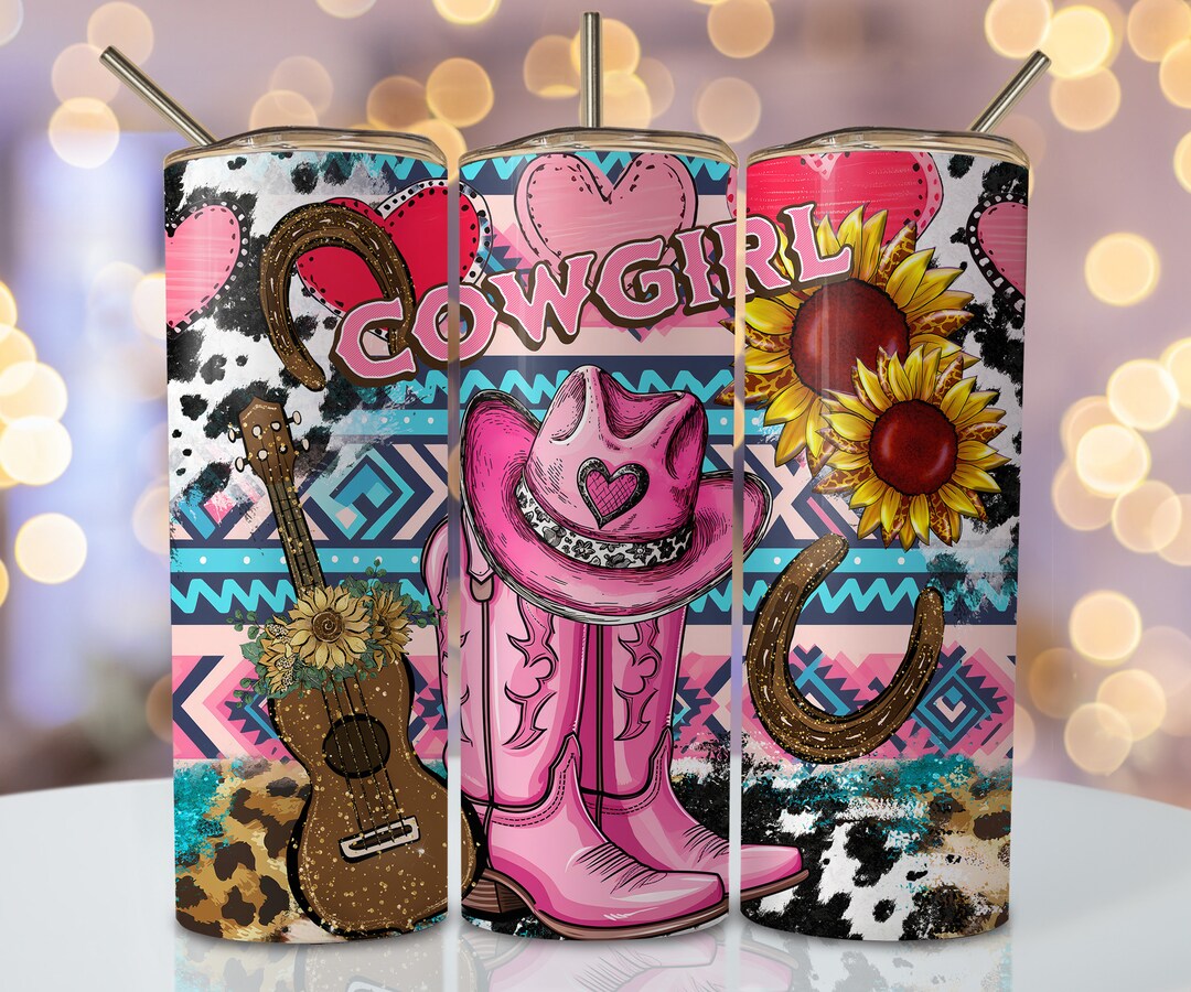 Pink Cowgirl Tumbler Wrap, 20 Oz Skinny Sublimation Tumbler Design ...