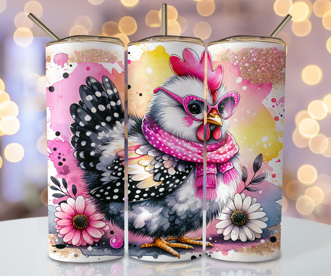 Pastel Chicken Tumbler Wrap, 20 Oz Skinny Sublimation Tumbler Design ...