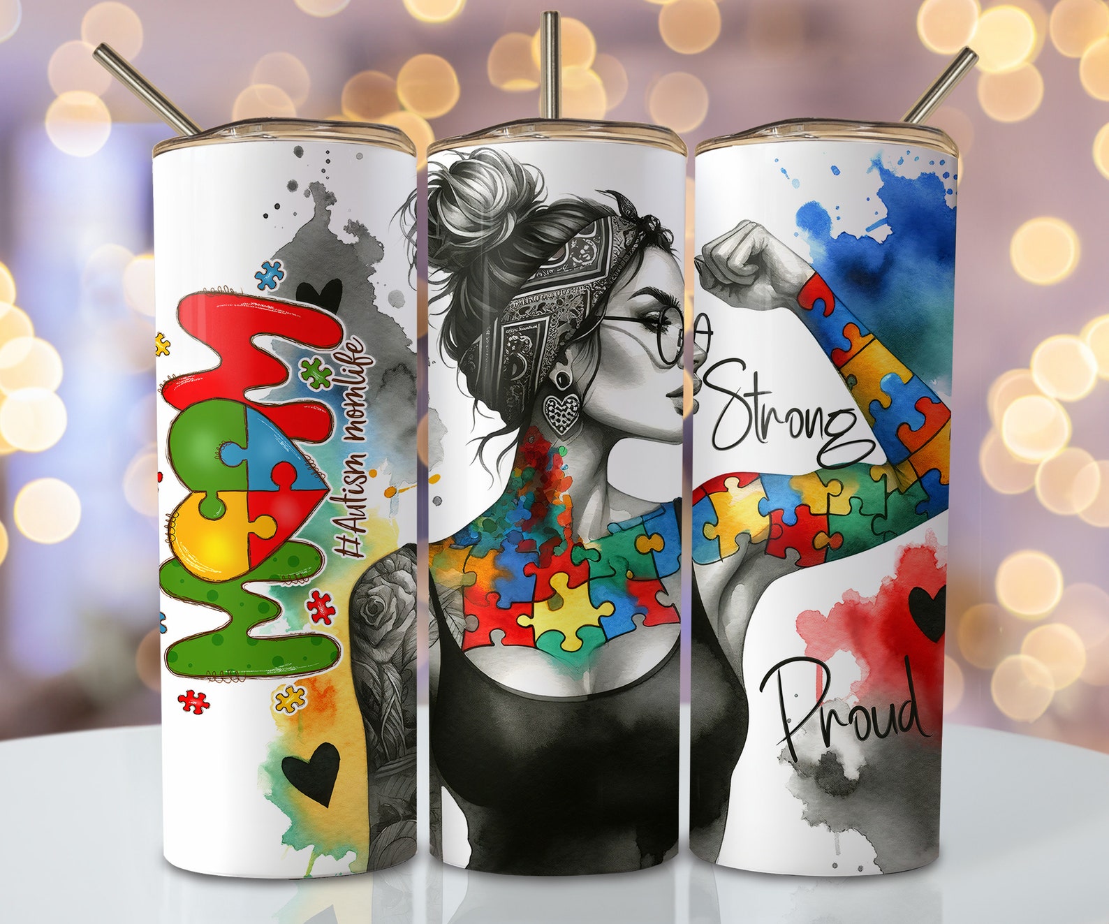 Proud Autism Mom Tumbler Wrap, 20 Oz Skinny Sublimation Tumbler Design ...
